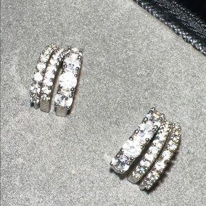 Elegant Silver Crystal Hoop Earrings
